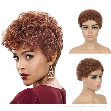 Afro Curly human Wig Short Cut Human Hair For Black Women Full Machine Wigs Short Pixie curly human Wig